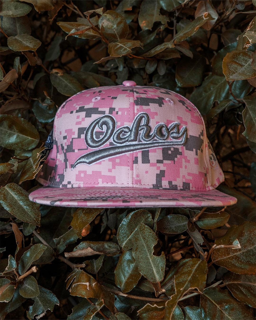 Pink Camo Cursive Ochos (W/Patch)